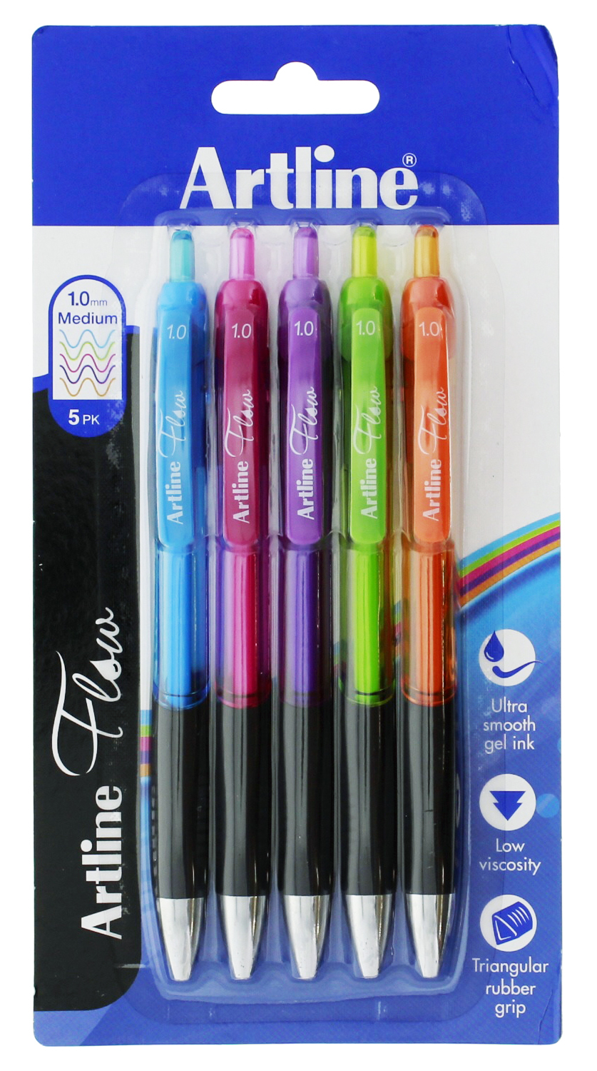 Artline Flow Retractable Pen Brights (5 Pack)