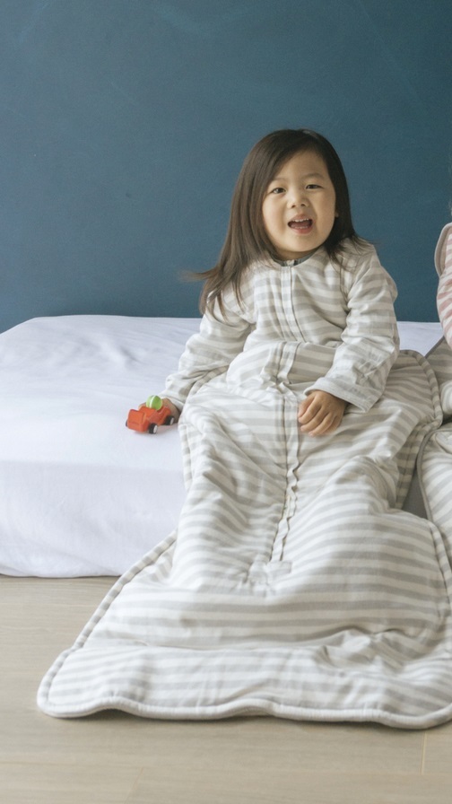 Woolbabe: Duvet Front Zip Sleeping Bag with Sleeves - Pebble (6-24 Months) image