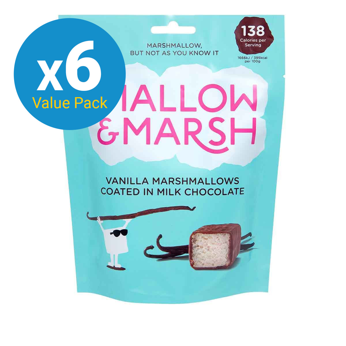 Mallow & Marsh Milk Chocolate Coated Vanillla Marshmallow 100g (Pack
