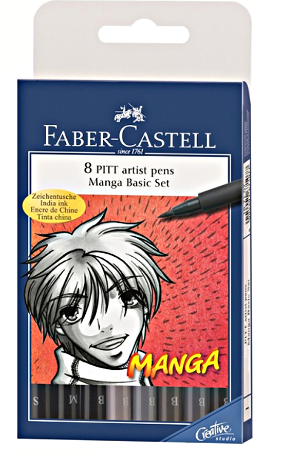 Faber-Castell : Pitt Artist Pens B Manga basic Set of 8 image