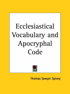 Ecclesiastical Vocabulary by Thomas Sawyer Spivey image