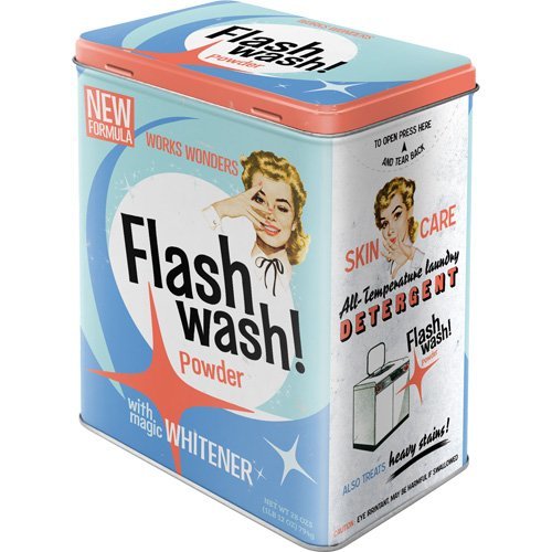 Flash Wash Retro Laundry Powder Tin (Large) at Mighty Ape NZ