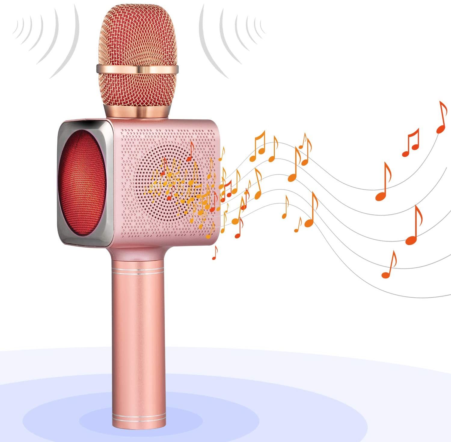 Colorful LED Wireless Bluetooth Karaoke Microphone - Pink image