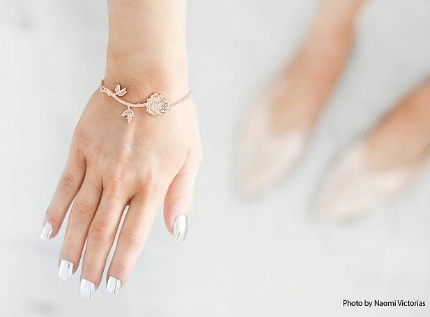 Disney Beauty & The Beast Rose Bracelet- White Gold image