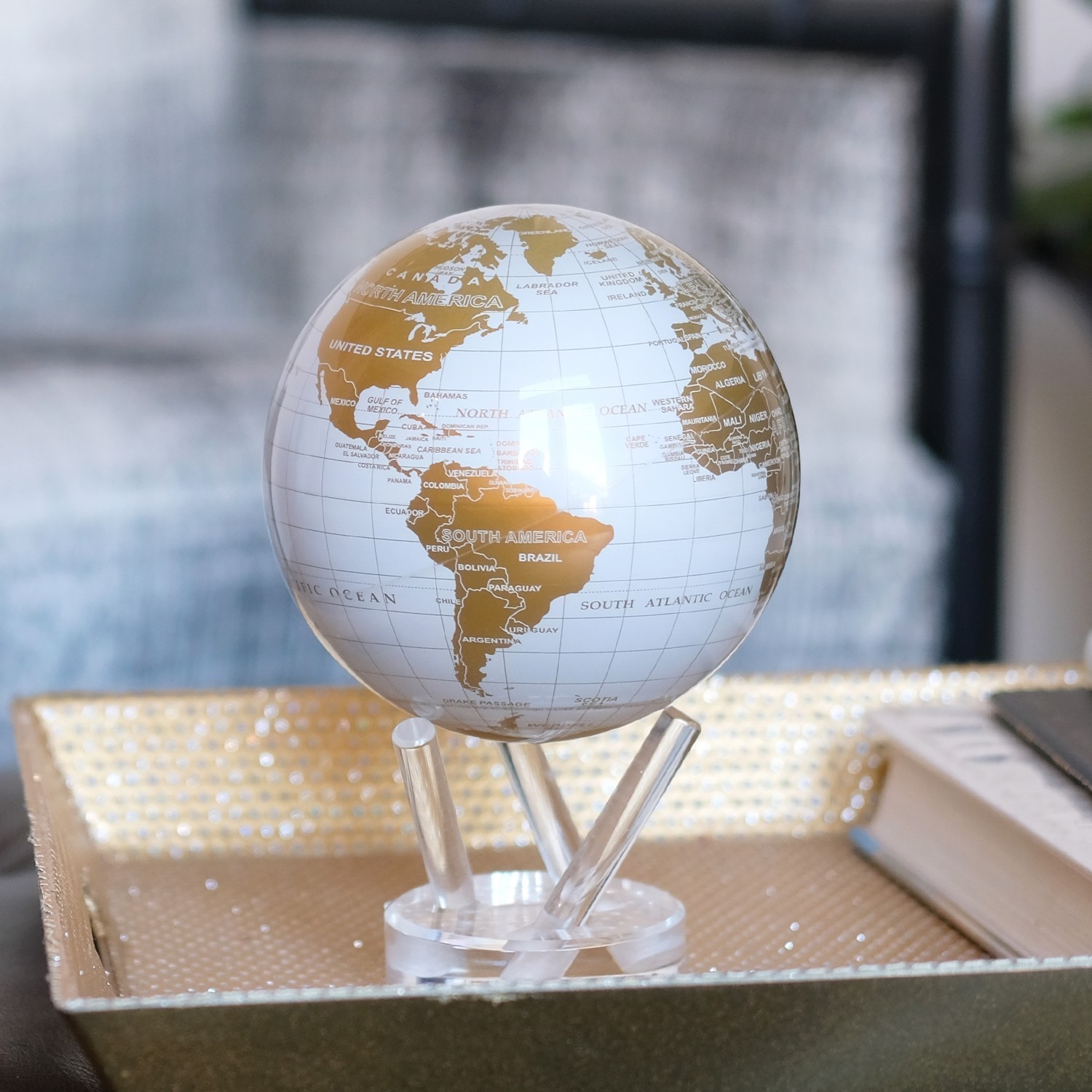 MOVA: Self Rotating Globe - White and Gold (11.5cm) image
