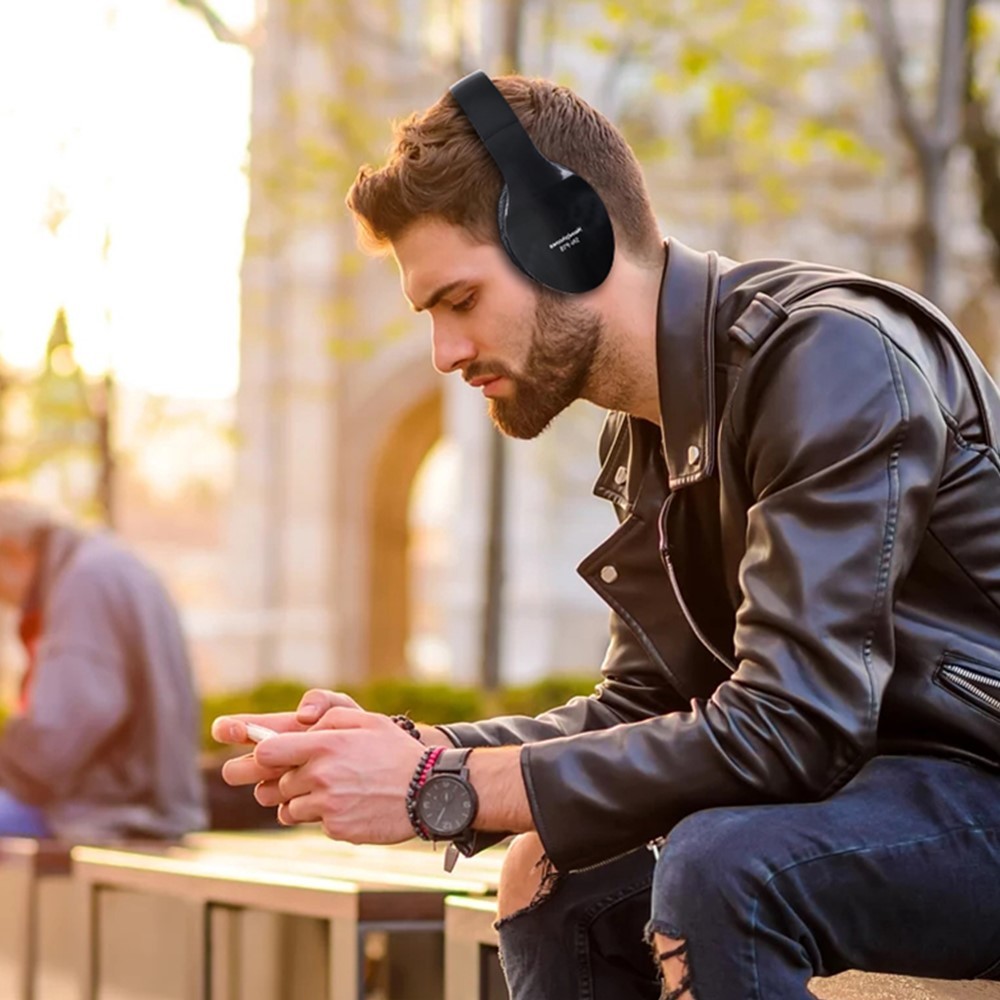 Ape Basics: Foldable Noise Isolating Over-Ear Bluetooth Headphones With Mic - Black image