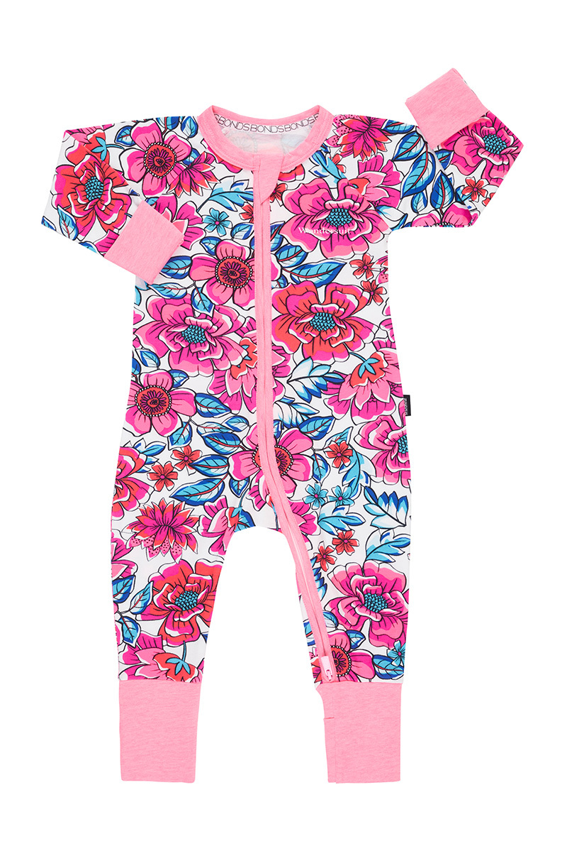 Bonds Zip Wondersuit Long Sleeve - Freestyle Blooms (6-12 Months)