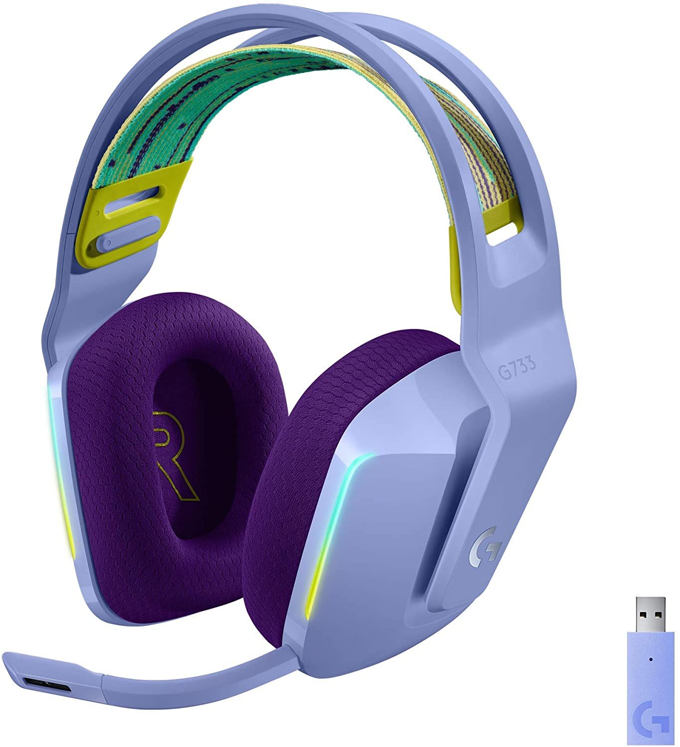 Logitech G733 LIGHTSPEED Wireless RGB Gaming Headset - Lilac for PC, PS4 image