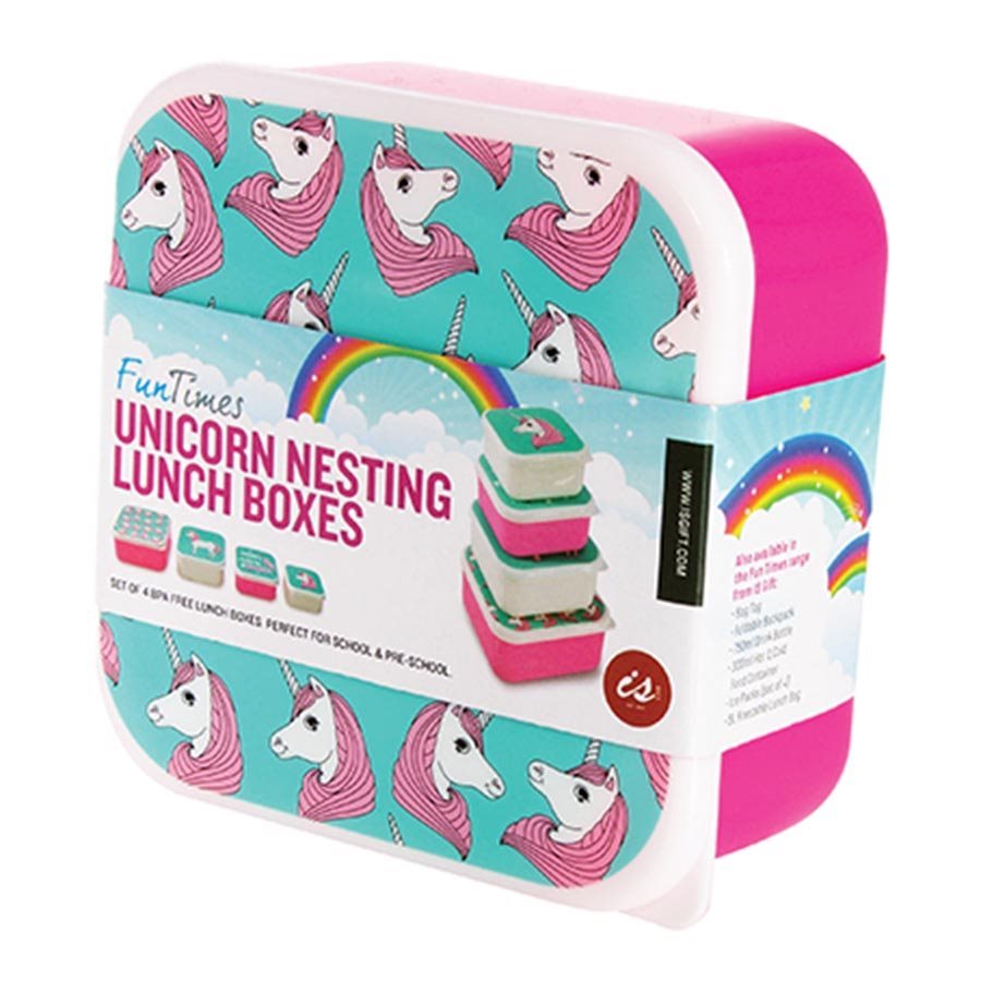 IS GIFT Fun Times Nest Lunch Boxes Unicorns (Set Of 4) at Mighty