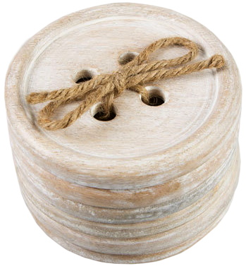 Wooden Button Coaster Set (6 pc) image