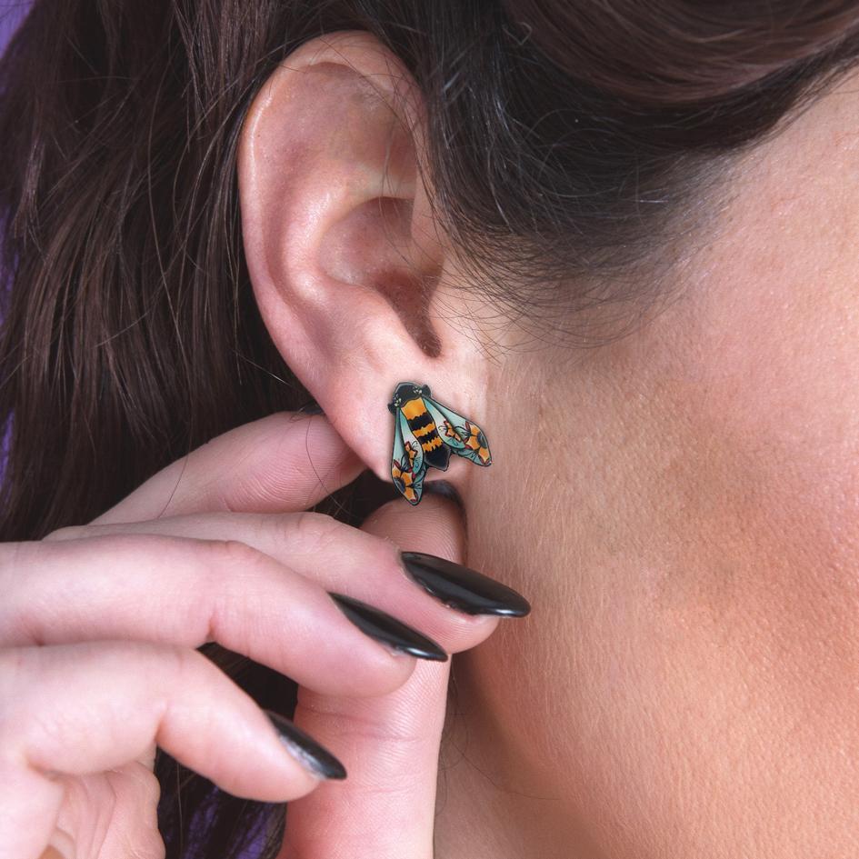 Painted Bumble Bee Stud Earrings image