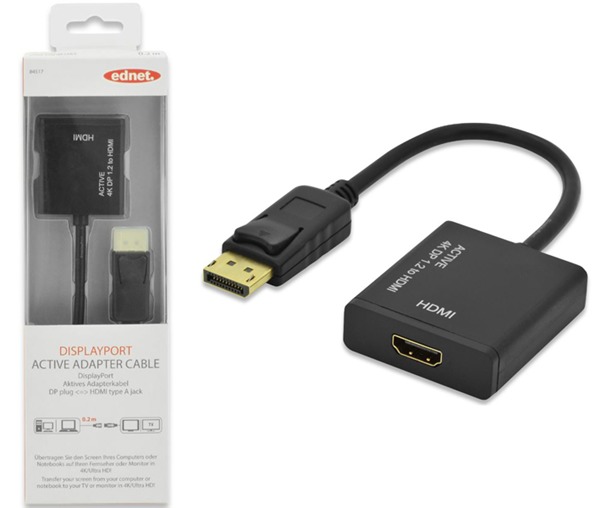 Ednet DisplayPort (M) to HDMI Type A (F) Active Adapter Cable image