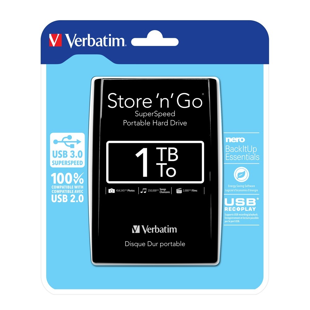 Verbatim 2.5" Store'n'Go Super Speed USB 3.0 - 1TB (Black)