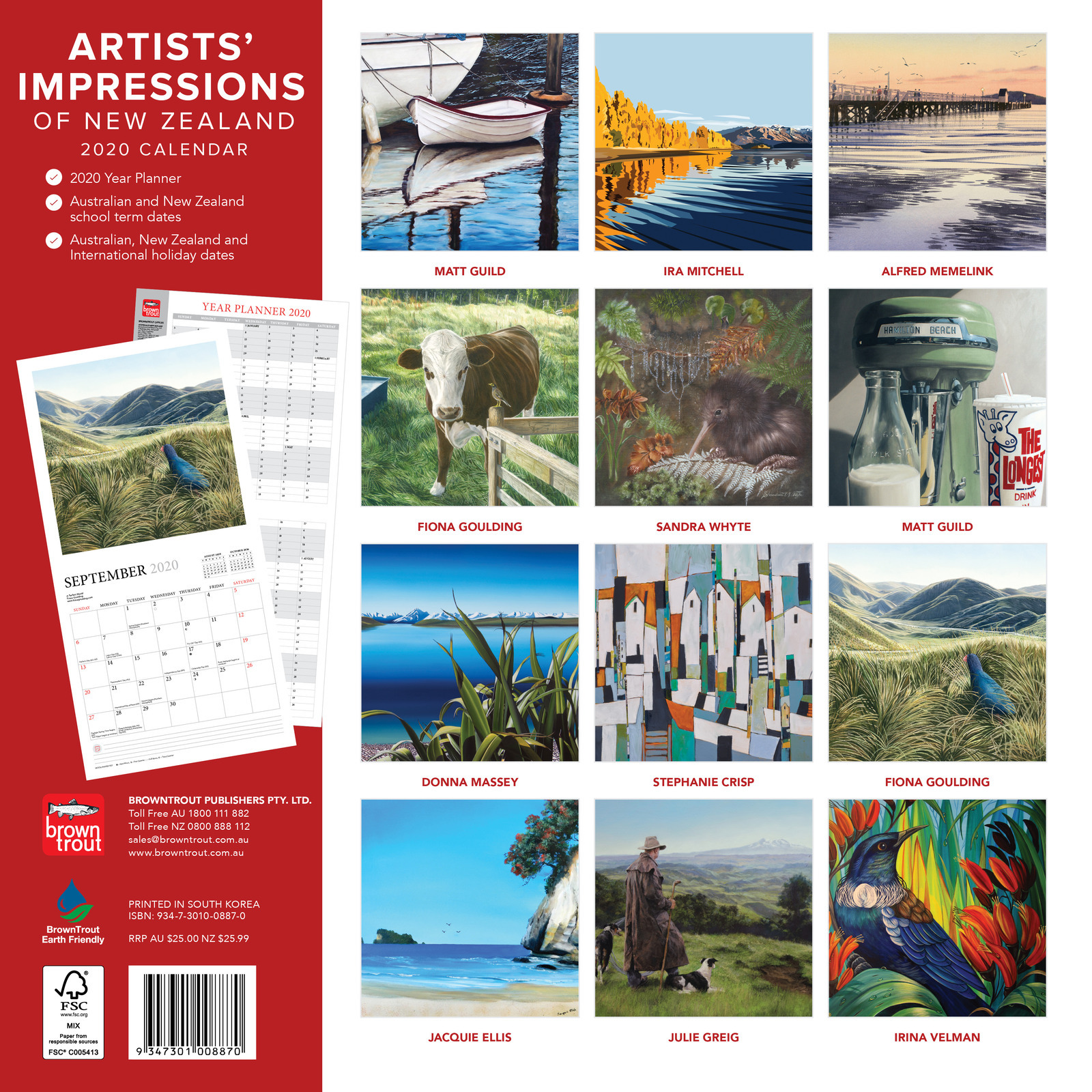 Artists' Impressions of New Zealand 2020 Square Wall Calendar image