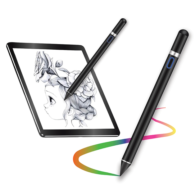 Digital Pencil Fine Point Active Stylus Pen for Touch Screens - Black