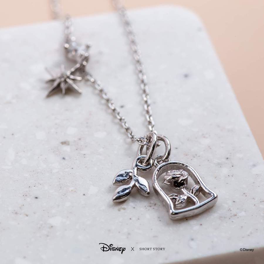 Disney Beauty and the Beast Necklace - Silver image