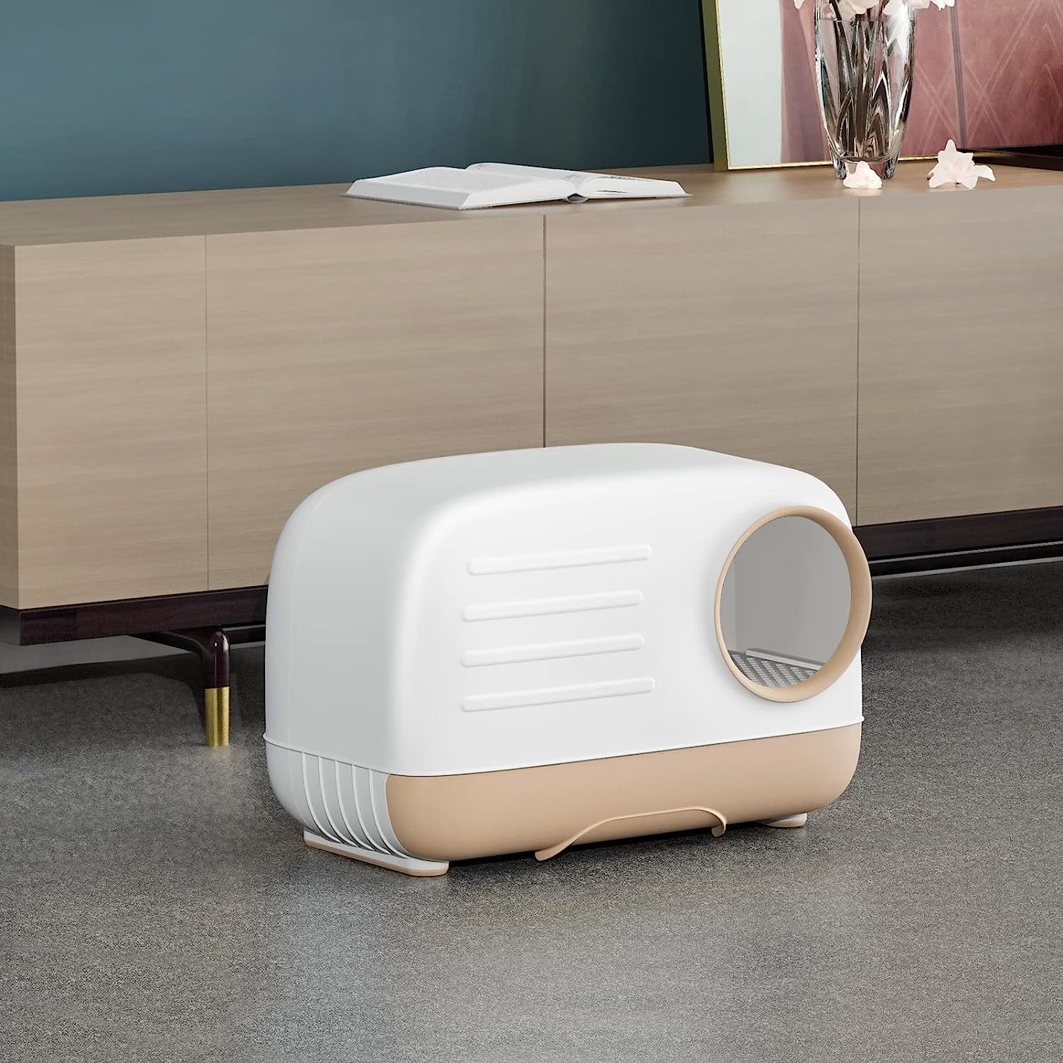 Buy Zoomies Fully Enclosed Cat Litter Box Khaki at Mighty Ape NZ