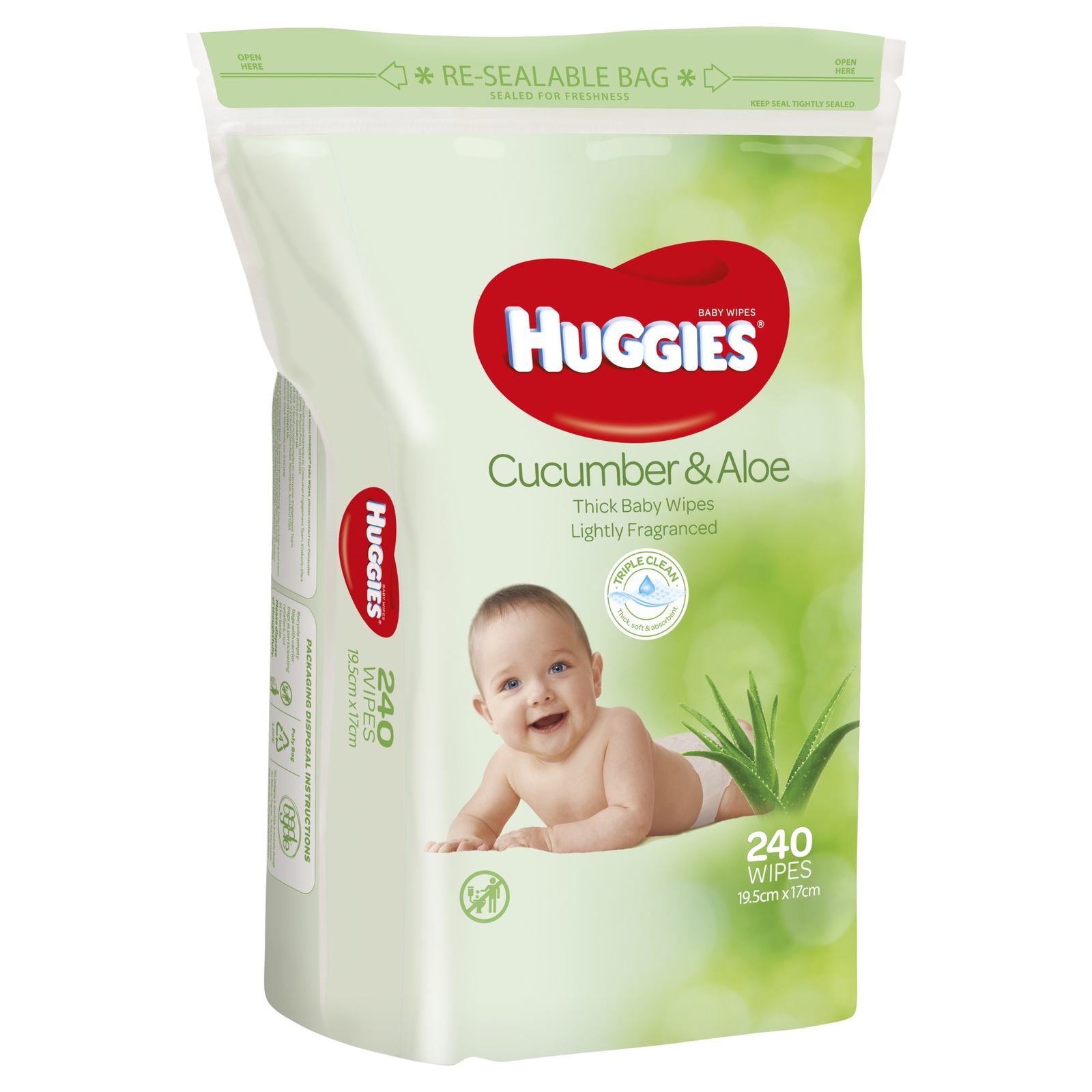 Huggies Cucumber & Aloe Wipes - Jumbo Pack (240) image