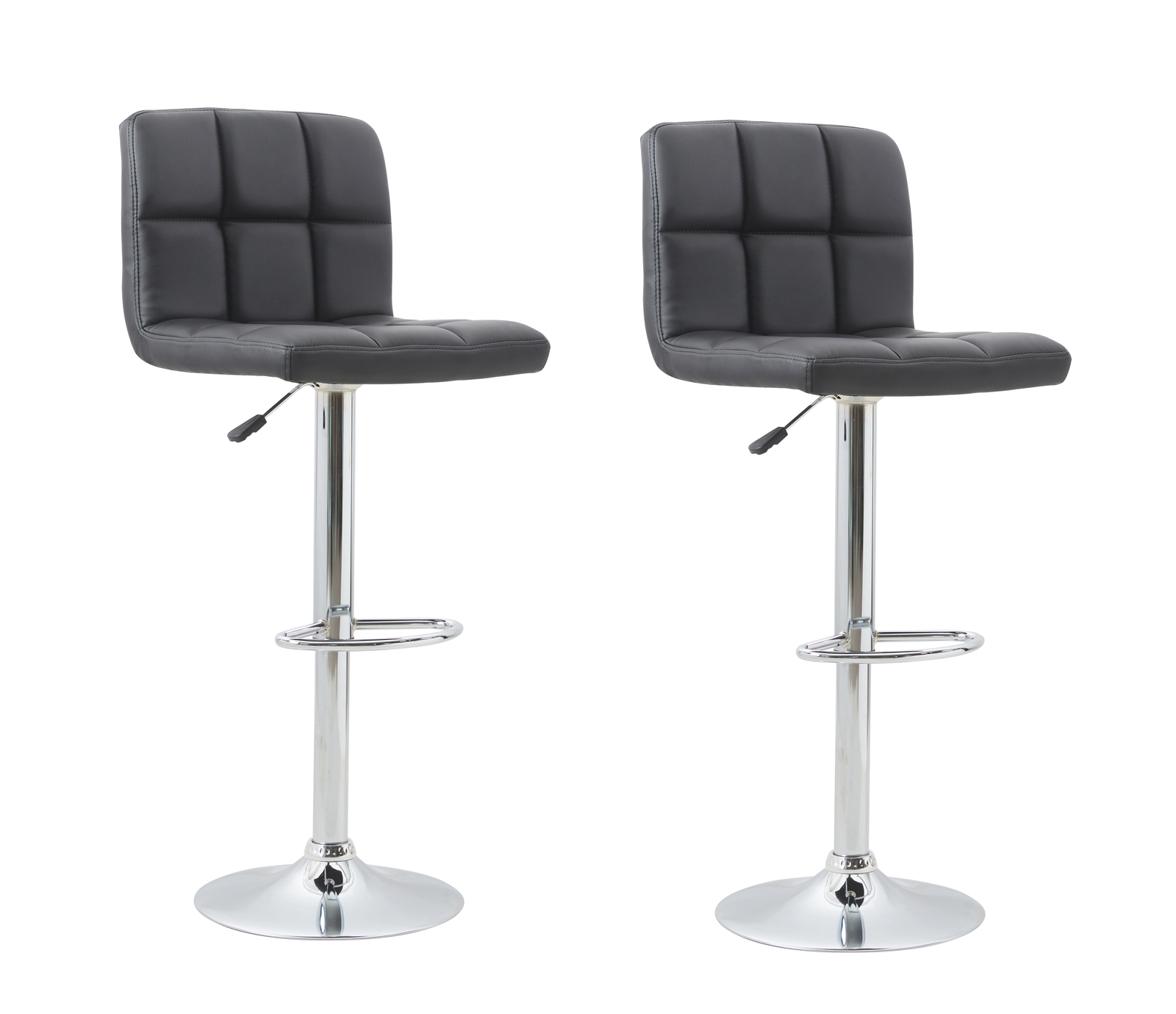 Adjustable Swivel Backrest PU Leather Bar Stool (Pack of 2) - Black