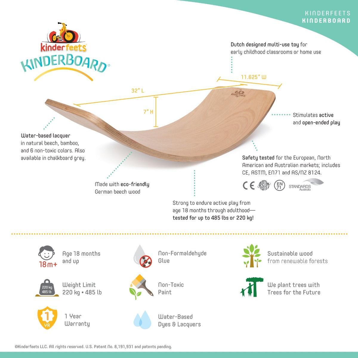 Kinderfeets: Kinderboard - Multi-Purpose Toy (Natural)