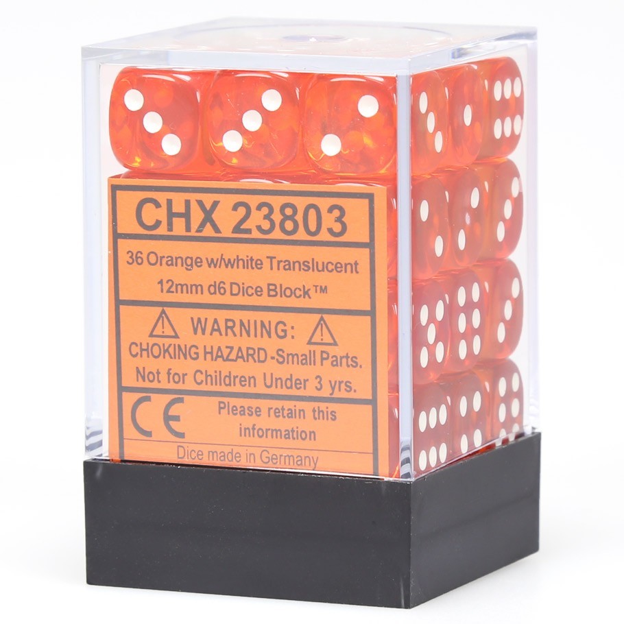 Chessex Signature 12mm D6 Dice Block: Orange & White Translucent image