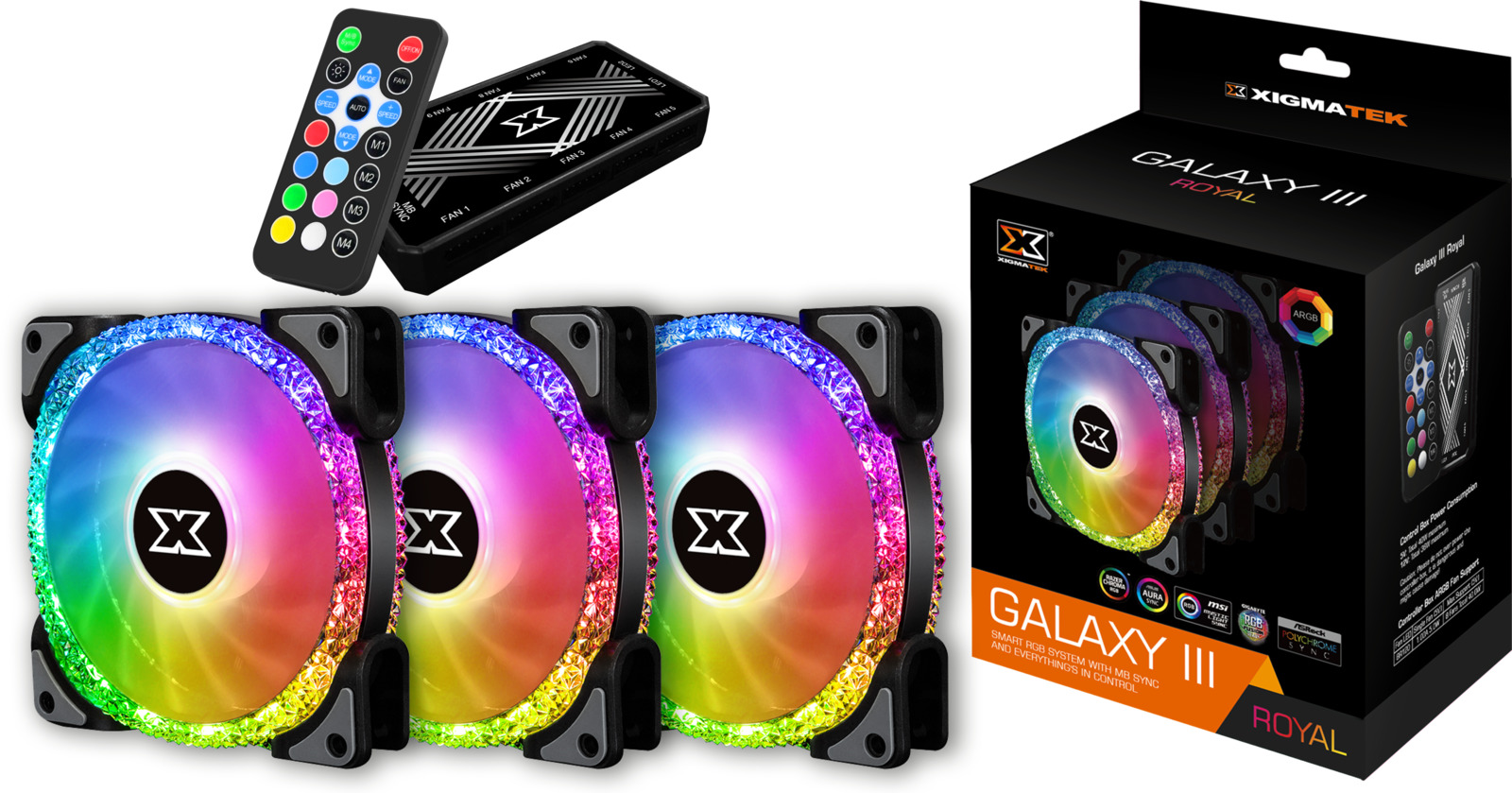 120mm Xigmatek Galaxy III Royal ARGB 3 Fan Kit at Mighty Ape NZ
