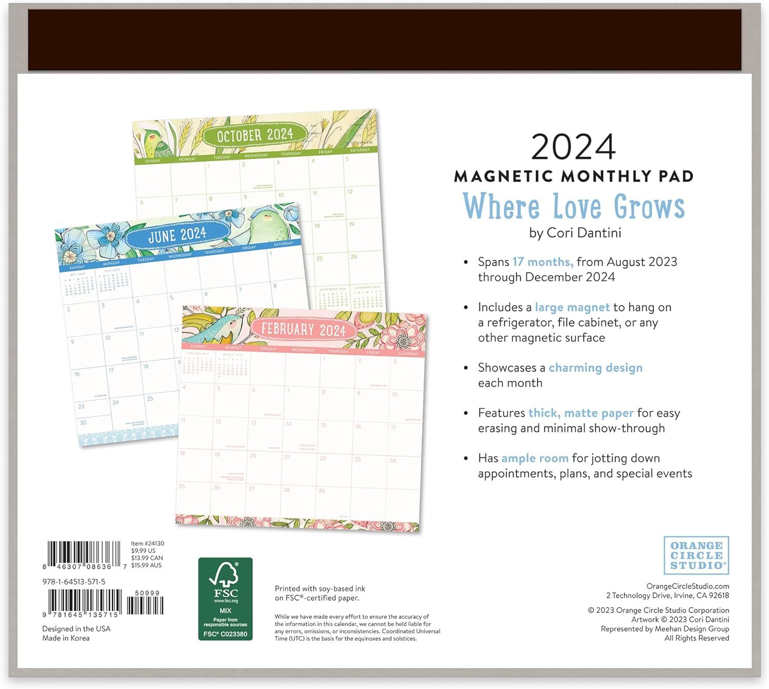Buy orange circle studio magnetic monthly pad 2024 where love grows