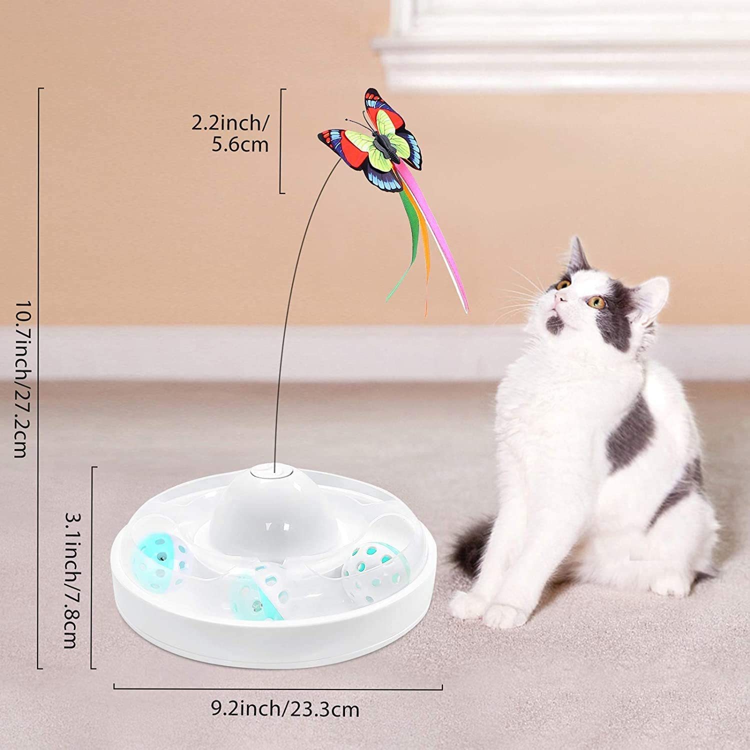 Butterfly Turntable - Interactive Pet Toy (White)