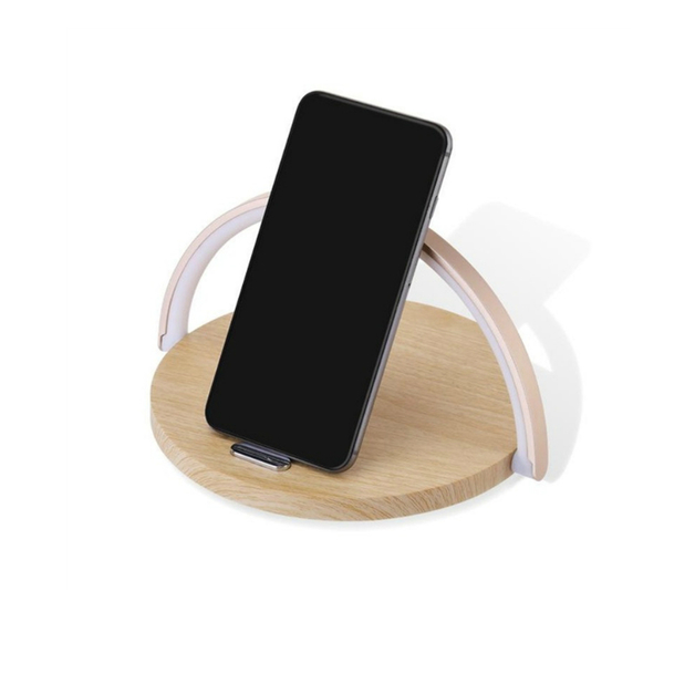 Wireless Charger with Night Light - Wood