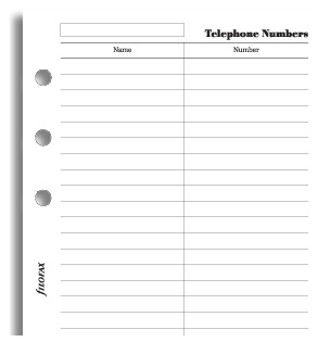 Filofax - Personal Name, Telephone Number (20 Sheets) image