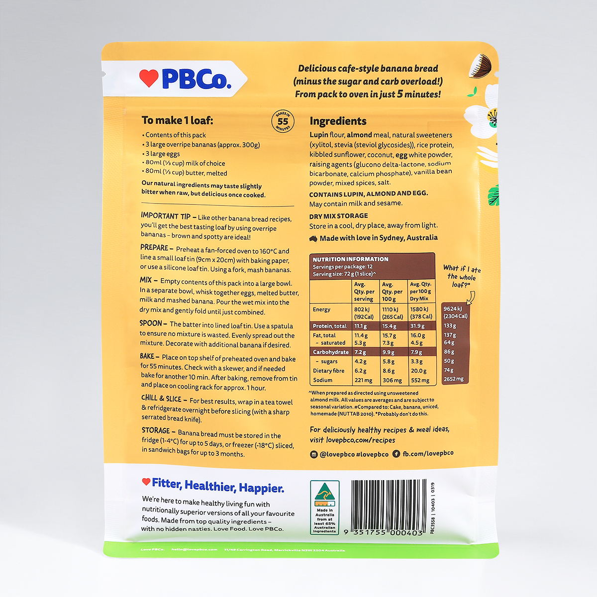 PBCo. Plant Based Protein Banana Bread (340g) image
