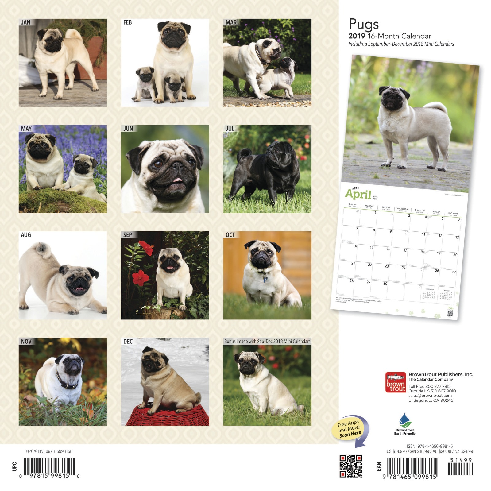 Pugs 2019 Square Wall Calendar image