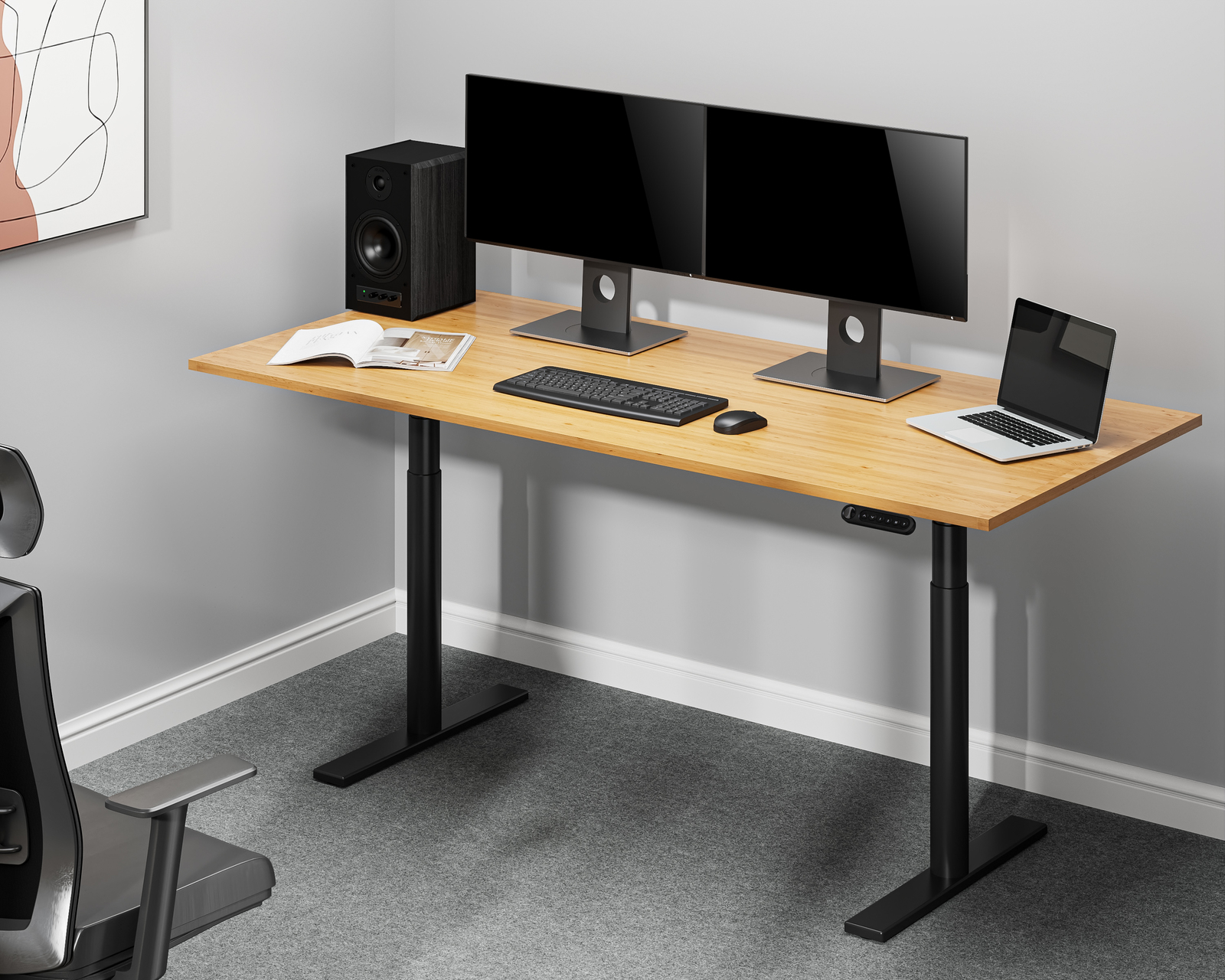 Buy Gorilla Office Height Adjustable Desk Black/Oak at Mighty Ape NZ