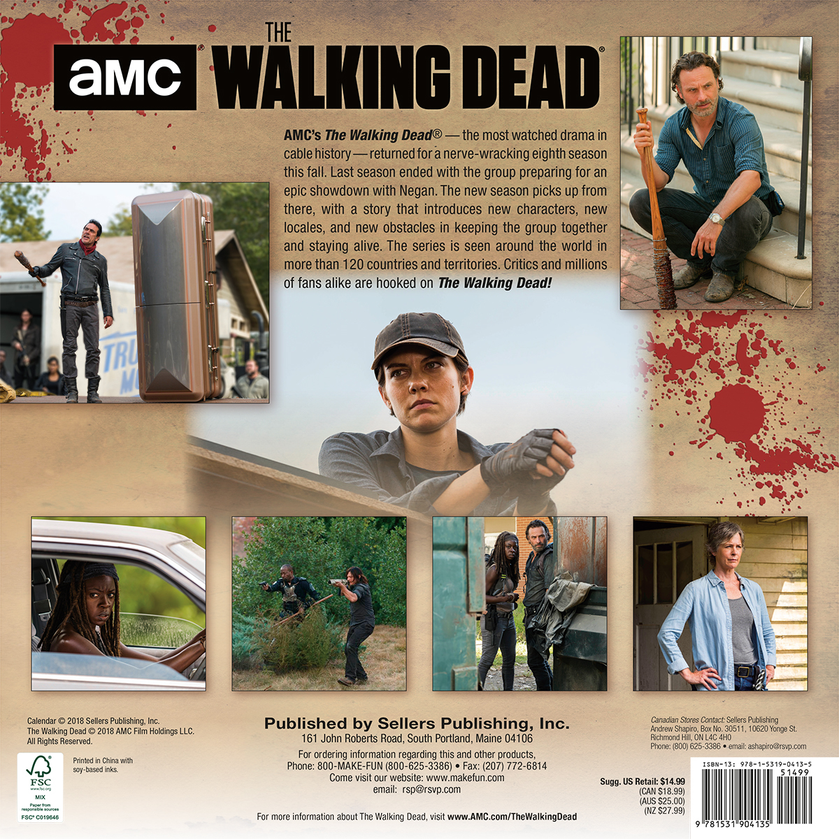 WALKING DEAD BRAND NEW 2019 WALL CALENDAR TV 904135