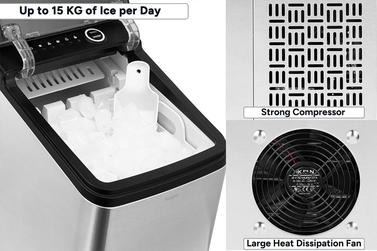 Kogan 15kg Ice Cube Maker with SelfCleaning (Stainless Steel) at