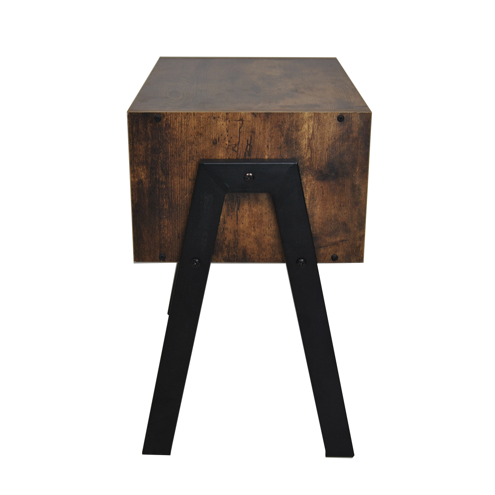 Industrial Rustic Stackable Bedside Table with Metal Legs- Set of 2 image
