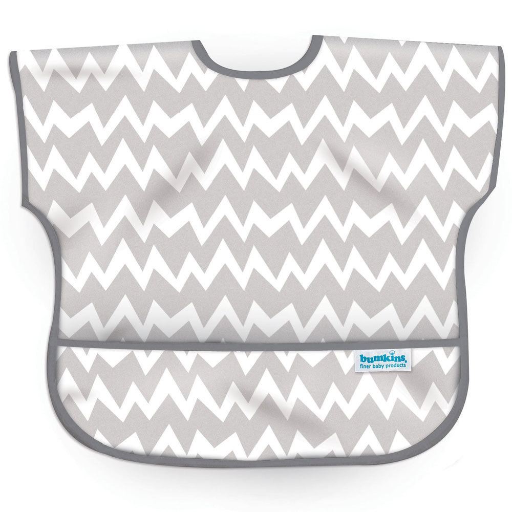 Waterproof Junior Bib - Grey Chevron