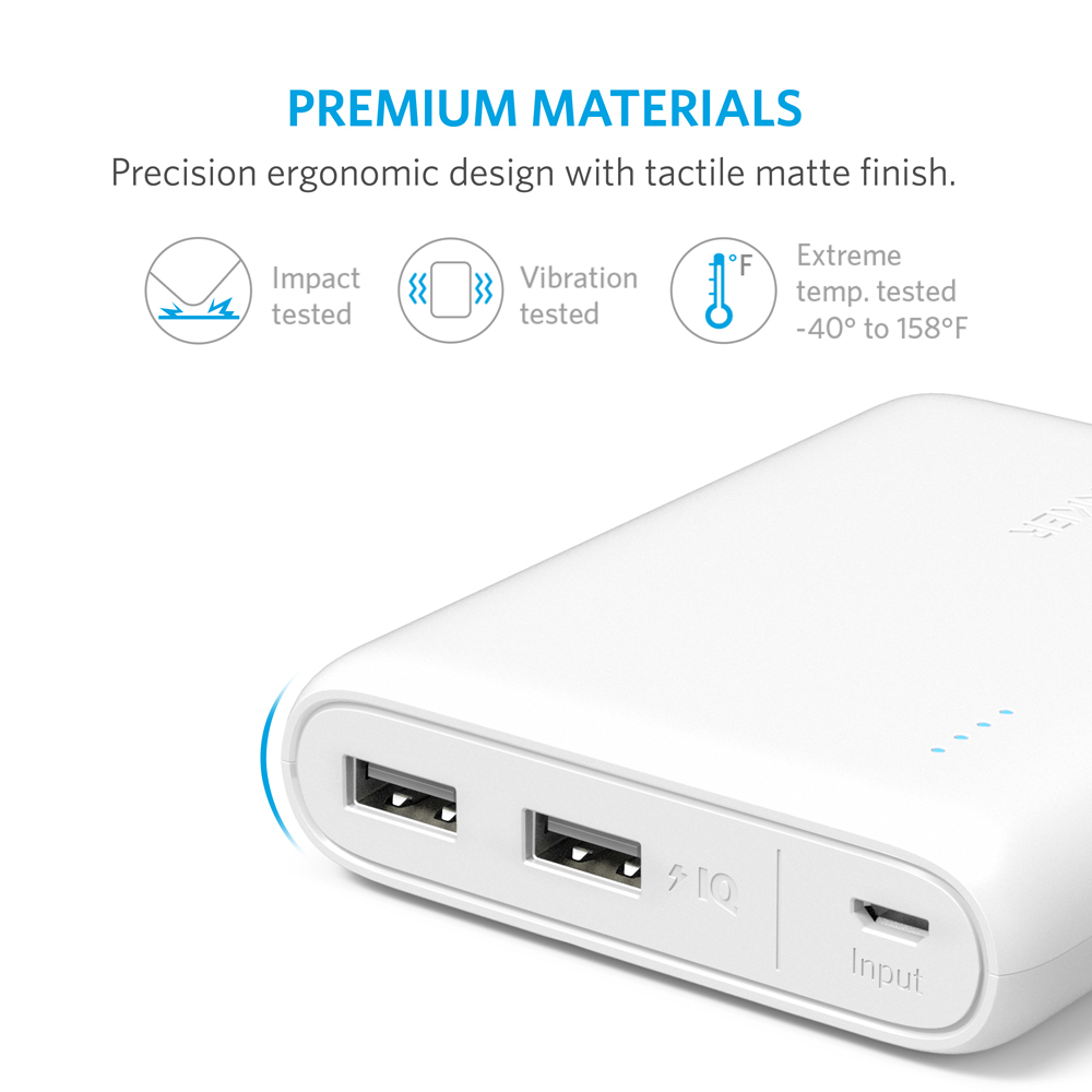 ANKER: PowerCore 13000mAh with 2x PowerIQ 2.4A ports - White image