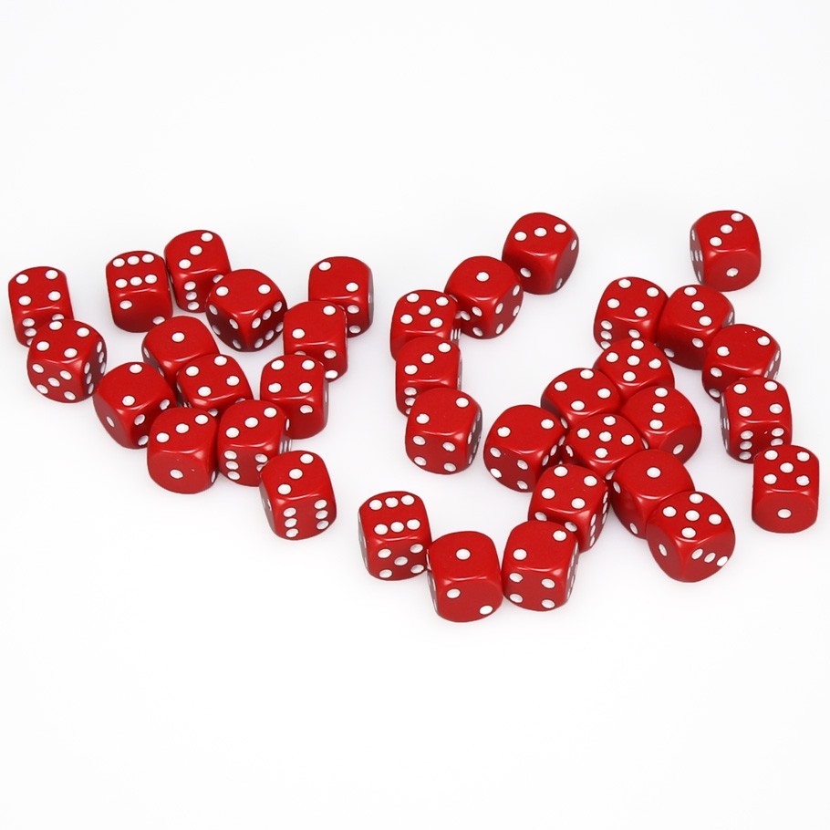 Chessex: D6 Opaque Cube Set (12mm) - Red/White image