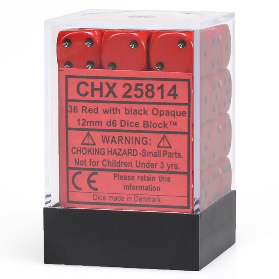 Chessex: D6 Opaque Cube Set (12mm) - Red/Black image