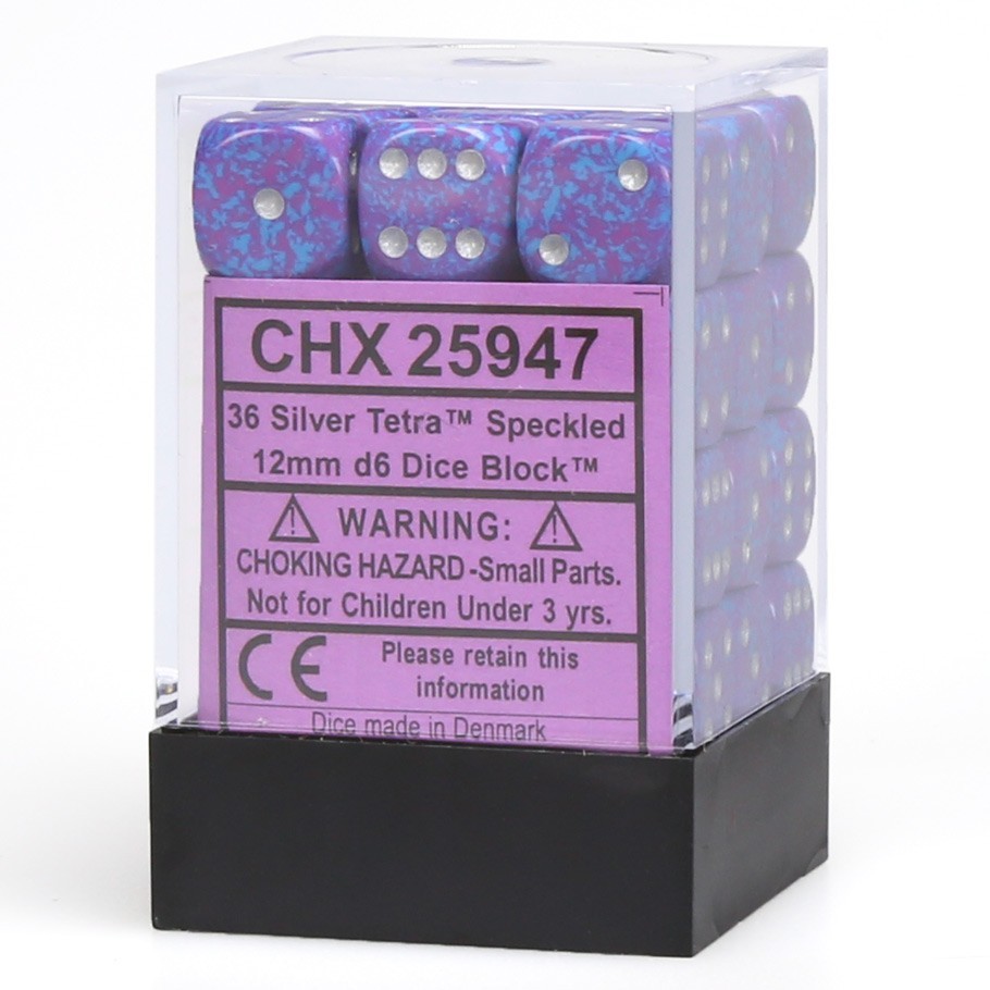 Chessex: D6 Speckled Cube Set (12mm) - Silver Tetra