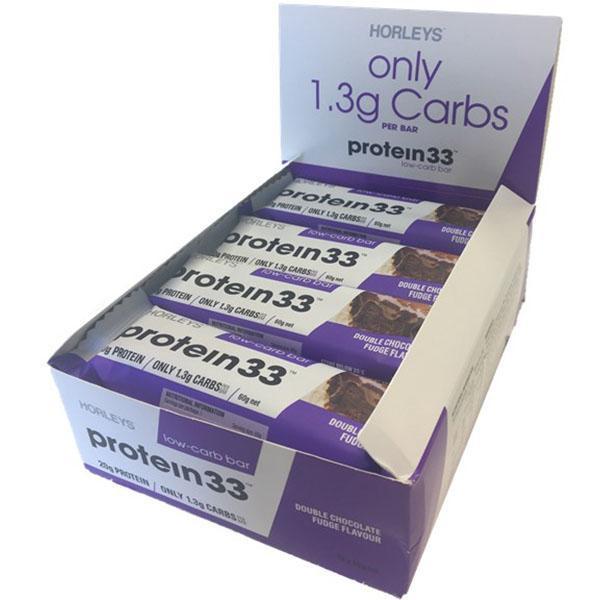 Horleys Protein 33 Low Carb Bars - Double Chocolate Fudge (12 x 60g Pack)