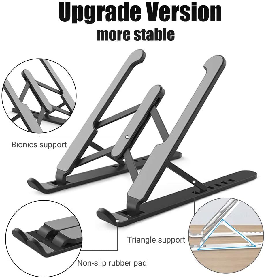 Adjustable Foldable Tablet and Laptop Stand - Black image