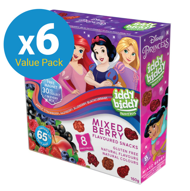 Iddy Biddy Disney Princess Fruit Snacks 6x160g at Mighty Ape NZ