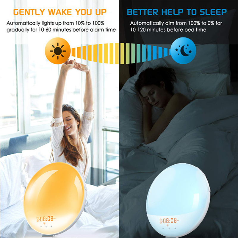 Round Sunrise Electronic Alarm Clock Bedside Lamp at Mighty Ape NZ