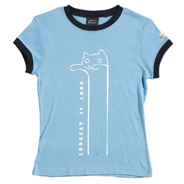 Longcat - Female Ringer Tee (Sky Blue) for image
