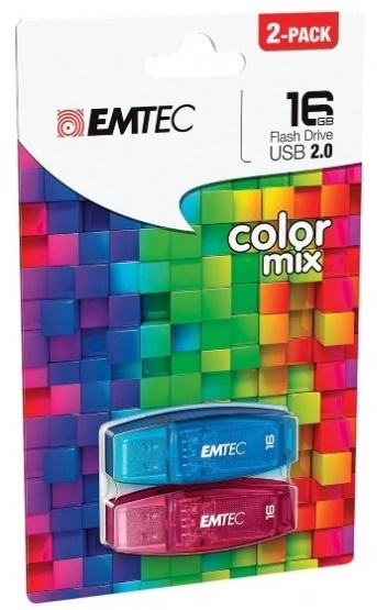 16GB Emtec Flashdrive C410 - 2 Pack (Blue/Red)