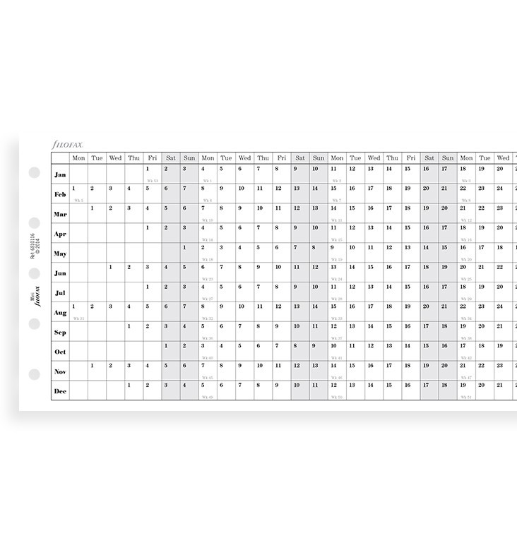 Filofax: Mini 2019 Refill - Year Planner (Horizontal) image