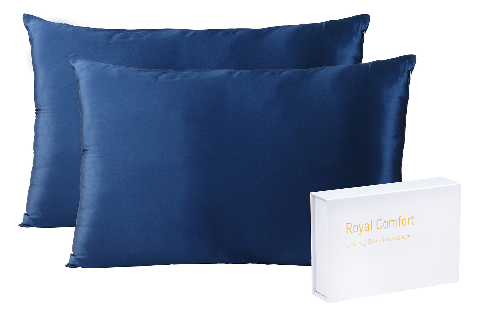 Royal Comfort Mulberry Silk Pillow Case Twin Pack (Navy) image