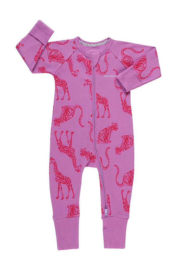 Bonds Ribby Zippy Wondersuit - Animal Party Magic Violet (6-12 Months) image